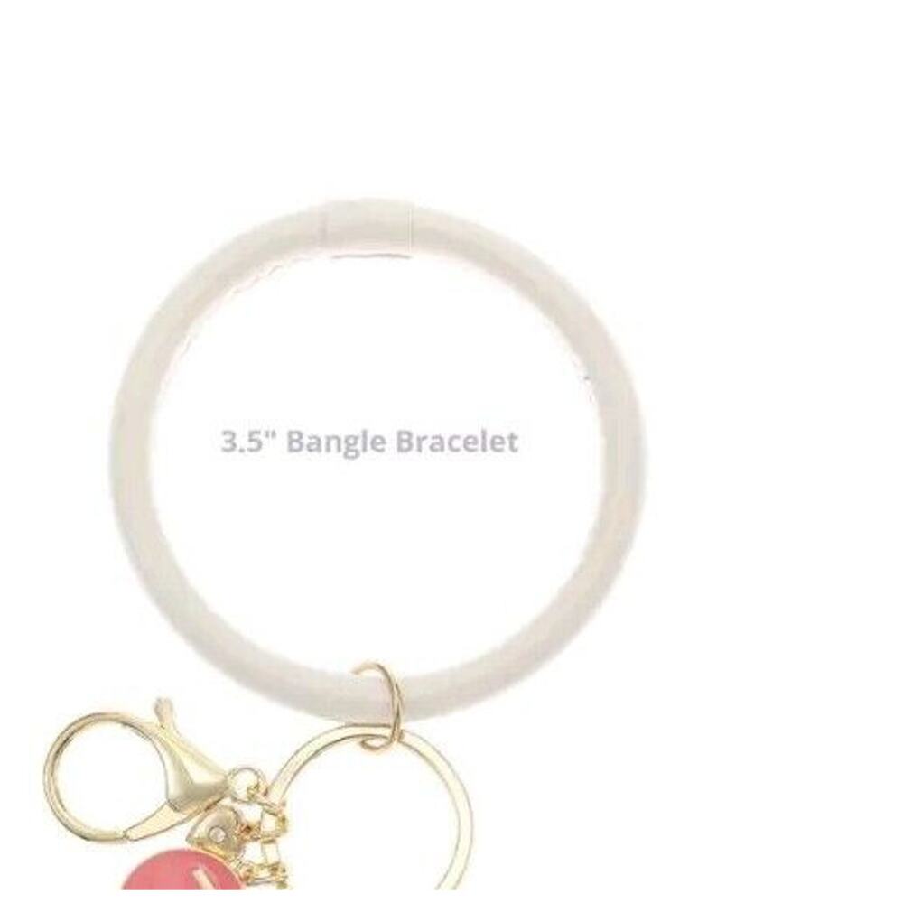 Time & Tru Womens Initial Alphabet B Charm Keychain Keyring Bangle Bracelet New - Picture 4 of 4